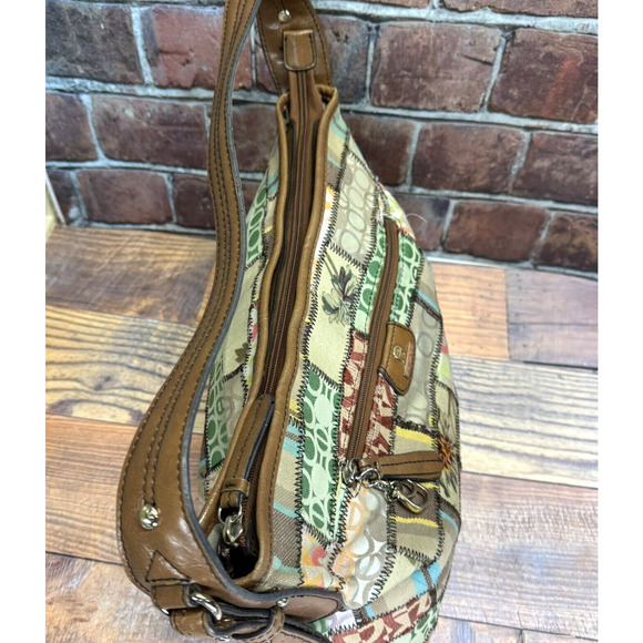 Vintage Etienne Aigner Tuscon Patchwork‎ Canvas Shoulder Bag Tote Purse Boho - Picture 15 of 16